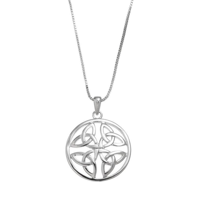 Sterling Silver 4 Trinity Knot Circle Pendant